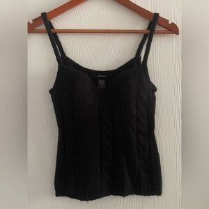 Express Black/Silver Wool & Mohair Fitted Ribbed Camisole with Bra Size S